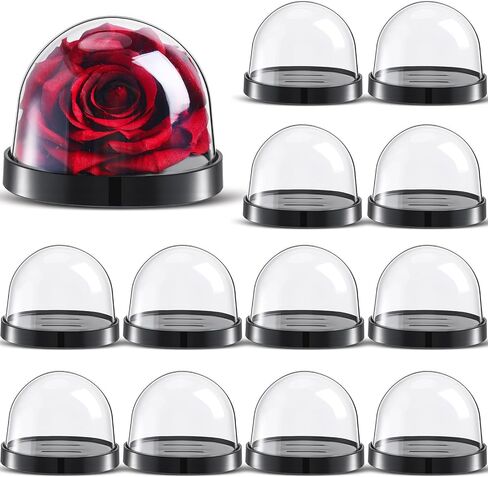12 Pieces Plastic Dome Display Case Display Cloche Dome Cloche Bell Jar with Base Clear Cloche Dome Decoration Case for Collectibles Rose Office Home Tabletop Centerpiece Decoration (Large) in Saudi Arabia