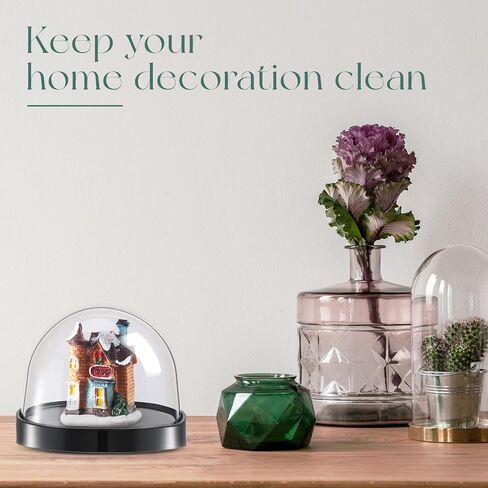 12 Pieces Plastic Dome Display Case Display Cloche Dome Cloche Bell Jar with Base Clear Cloche Dome Decoration Case for Collectibles Rose Office Home Tabletop Centerpiece Decoration (Large) in Saudi Arabia