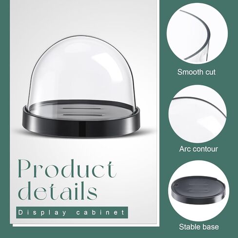 12 Pieces Plastic Dome Display Case Display Cloche Dome Cloche Bell Jar with Base Clear Cloche Dome Decoration Case for Collectibles Rose Office Home Tabletop Centerpiece Decoration (Large) in Saudi Arabia