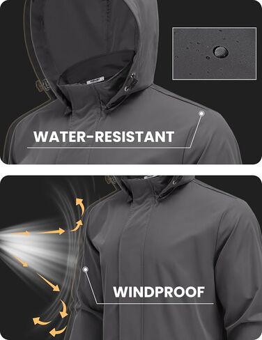 COOFANDY Rain Jacket Men Waterproof Lightweight Packable Raincoat Hooded Windbreaker For Hiking Golf Running in Saudi Arabia