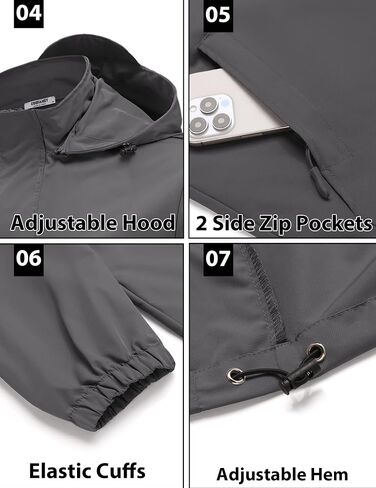 COOFANDY Rain Jacket Men Waterproof Lightweight Packable Raincoat Hooded Windbreaker For Hiking Golf Running in Saudi Arabia
