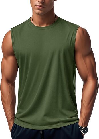 MAGCOMSEN Men's UPF 50+ Tank Top Workout Sleeveless Muscle Shirts Lightweight Casual Cooling Sleeveless Shirt for Gym Beach in Kuwait
