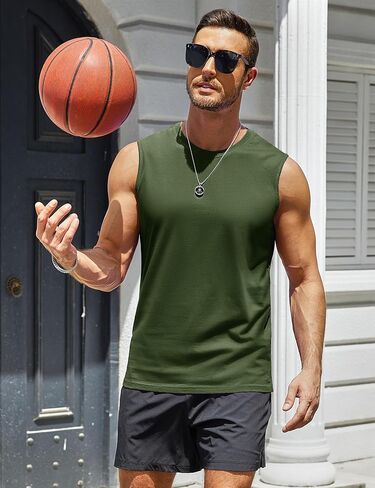 MAGCOMSEN Men's UPF 50+ Tank Top Workout Sleeveless Muscle Shirts Lightweight Casual Cooling Sleeveless Shirt for Gym Beach in Kuwait