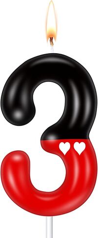MTLEE Black Red Birthday Candle for Boys Girls, Red Mouse Cake Topper Cupcake Decor, Number Birthday Candle Cartoon Themed Party Decorations Supplies(Number 2) in Saudi Arabia