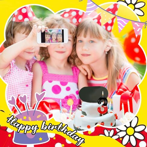 MTLEE Black Red Birthday Candle for Boys Girls, Red Mouse Cake Topper Cupcake Decor, Number Birthday Candle Cartoon Themed Party Decorations Supplies(Number 2) in Saudi Arabia