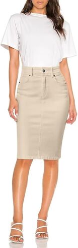Hybrid & Company Women's Super Comfy Ultra Streth Skirt طول الركبة مع جيوب in Kuwait
