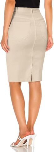Hybrid & Company Women's Super Comfy Ultra Streth Skirt طول الركبة مع جيوب in Kuwait