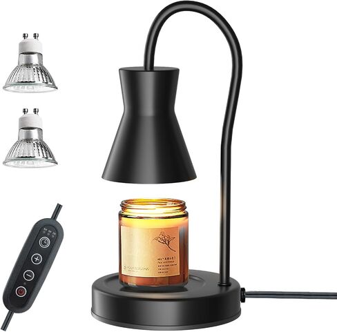 Candle Warmer Lamp with Timer and Dimmer, Vintage Electric Melter Candle with 2 Bulbs, Melter Scented Height Adjustable Compatible with Jar Candles, House Warming Gifts (Black) in Kuwait