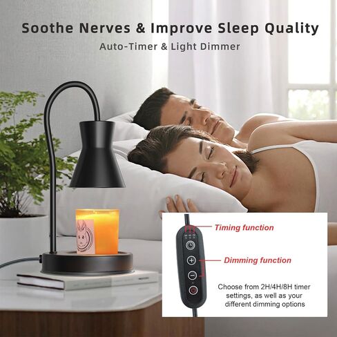 Candle Warmer Lamp with Timer and Dimmer, Vintage Electric Melter Candle with 2 Bulbs, Melter Scented Height Adjustable Compatible with Jar Candles, House Warming Gifts (Black) in Kuwait