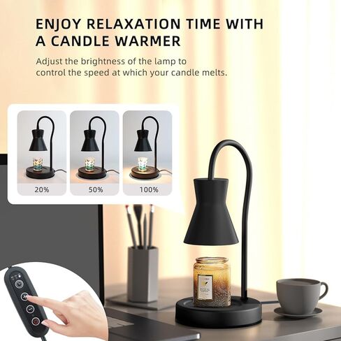 Candle Warmer Lamp with Timer and Dimmer, Vintage Electric Melter Candle with 2 Bulbs, Melter Scented Height Adjustable Compatible with Jar Candles, House Warming Gifts (Black) in Kuwait