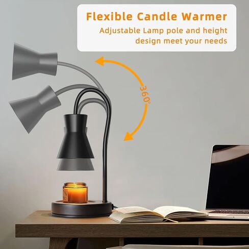 Candle Warmer Lamp with Timer and Dimmer, Vintage Electric Melter Candle with 2 Bulbs, Melter Scented Height Adjustable Compatible with Jar Candles, House Warming Gifts (Black) in Kuwait