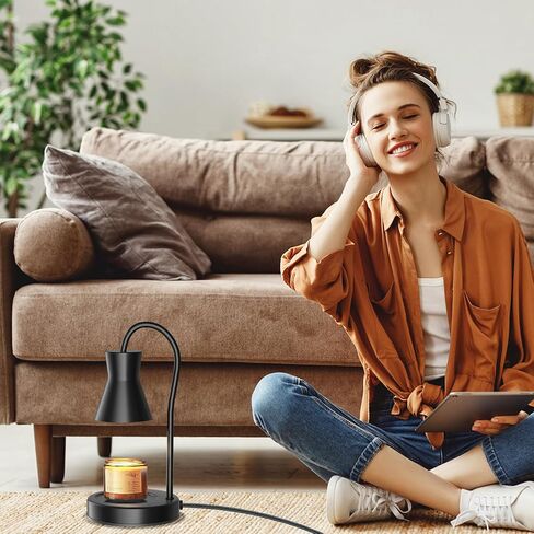 Candle Warmer Lamp with Timer and Dimmer, Vintage Electric Melter Candle with 2 Bulbs, Melter Scented Height Adjustable Compatible with Jar Candles, House Warming Gifts (Black) in Kuwait