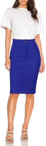Hybrid & Company Women's Super Comfy Ultra Stretch Skirt Knee Length with Pockets in Saudi Arabia