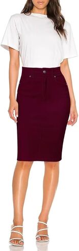 Hybrid & Company Women's Super Comfy Ultra Stretch Skirt Knee Length with Pockets in Saudi Arabia