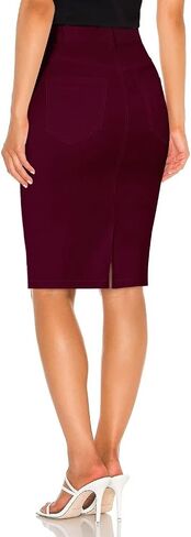 Hybrid & Company Women's Super Comfy Ultra Stretch Skirt Knee Length with Pockets in Saudi Arabia