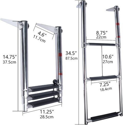 Hoffen 2 Step Boat Ladder Stainless Steel Telescoping 2 Step Pontoon Boat Ladder Folding Ladder Dock Swim Ladder for Marine Boat Yacht in Saudi Arabia