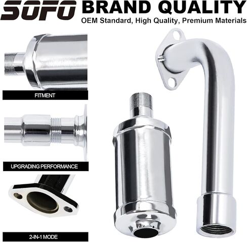 SOFO Upgraded Exhaust Header Pipe Muffler for Predator 212cc 196cc 224cc 200cc Coleman CT200u BT200X B200R KT196 Baja MB200 Go Kart Mini Bike w/Heat Shield Tape in Saudi Arabia