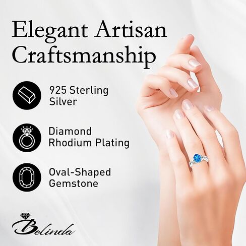 خاتم من الفضة الإسترليني الحقيقية الصلبة 925 مقاس 8 × 10 مم من الأحجار الكريمة البيضاوية ومطلي بالروديوم والخطوبة والزفاف الكلاسيكي للنساء مجوهرات راقية ملتوية in Kuwait