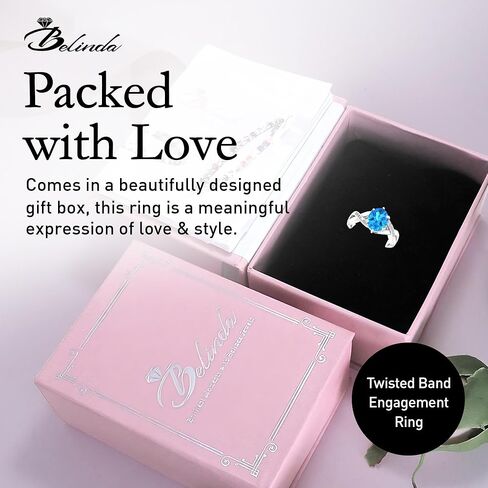 خاتم من الفضة الإسترليني الحقيقية الصلبة 925 مقاس 8 × 10 مم من الأحجار الكريمة البيضاوية ومطلي بالروديوم والخطوبة والزفاف الكلاسيكي للنساء مجوهرات راقية ملتوية in Kuwait