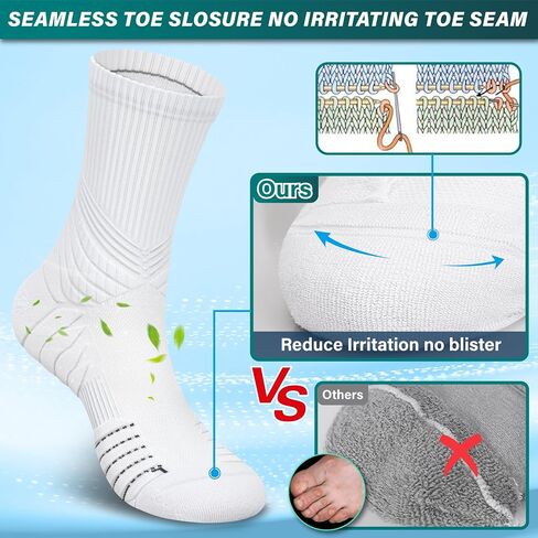 Hylaea Compression Running Socks for men, Coolmax Anti-Blister Cushion Crew Socks for Athletic, Moisture Wicking & Seamless in Saudi Arabia