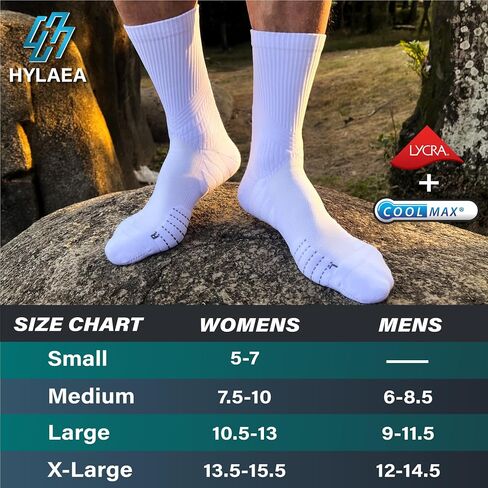 Hylaea Compression Running Socks for men, Coolmax Anti-Blister Cushion Crew Socks for Athletic, Moisture Wicking & Seamless in Saudi Arabia