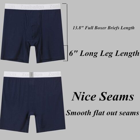 ملخصات Zonbailon Mens Besser Boxer Bights Big and Tall Bamboo Viscose Breatable Long Long Lund Stey in Kuwait