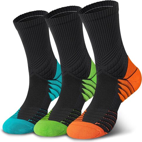 Hylaea Compression Running Socks for men, Coolmax Anti-Blister Cushion Crew Socks for Athletic, Moisture Wicking & Seamless in Saudi Arabia