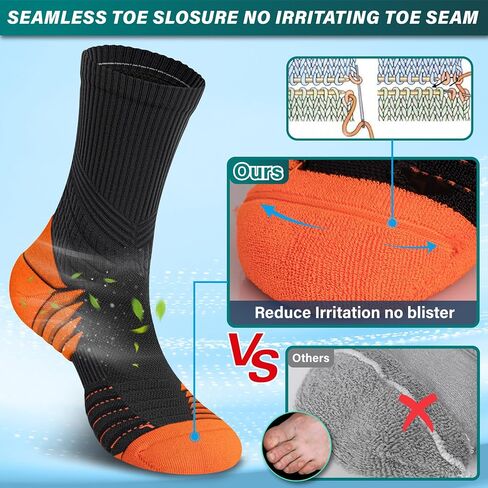 Hylaea Compression Running Socks for men, Coolmax Anti-Blister Cushion Crew Socks for Athletic, Moisture Wicking & Seamless in Saudi Arabia