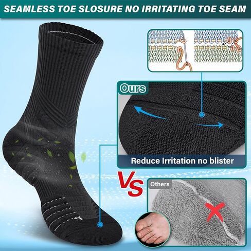 Hylaea ضغط الجوارب للرجال ، جوارب Coolmax anti-plister Cushion Crew لتنس كرة السلة الرياضي in Kuwait