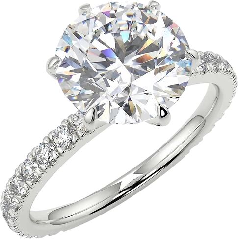 3CT Round Cut Moissanite Solitaire Engagement Ring for Women 10K/14K/18K White/Yellow/Rose Gold Simulated Diamond Rings Classic 6-Prong Promise Wedding Band Rings, D Color, VVS1 Clarity in Saudi Arabia
