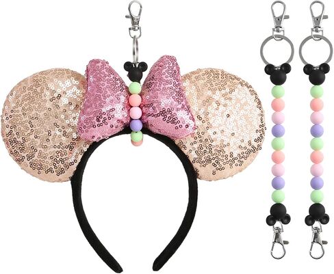 2Pcs Mouse Ear Headband Holders for Backpack Bag Park Trip Essentials Accessories Beaded Lanyard Keychain in Saudi Arabia