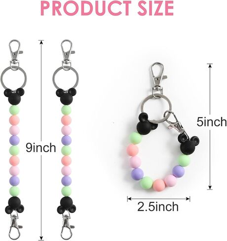 2Pcs Mouse Ear Headband Holders for Backpack Bag Park Trip Essentials Accessories Beaded Lanyard Keychain in Saudi Arabia
