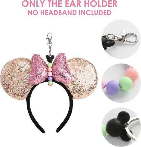 2Pcs Mouse Ear Headband Holders for Backpack Bag Park Trip Essentials Accessories Beaded Lanyard Keychain in Saudi Arabia
