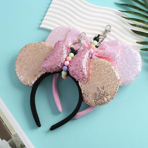 2Pcs Mouse Ear Headband Holders for Backpack Bag Park Trip Essentials Accessories Beaded Lanyard Keychain in Saudi Arabia