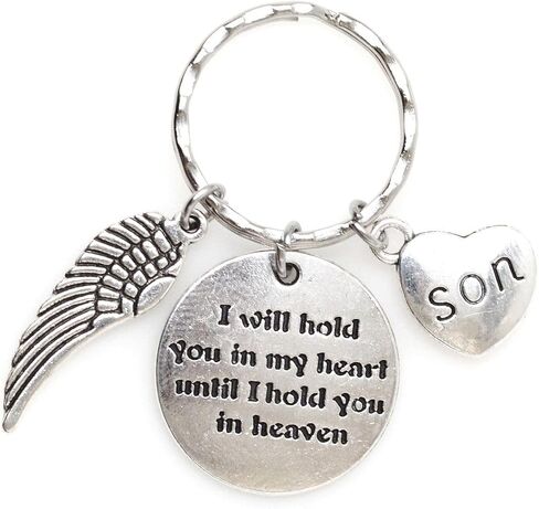 I Will Hold You in My Heart Until I Hold You in Heaven Angel Wing Family Charm Veterans Mourn Grief Sympathy Keychain in Saudi Arabia