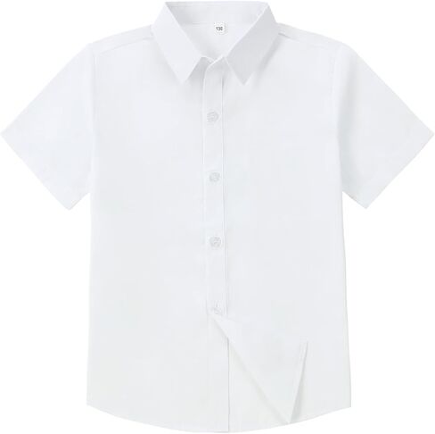 Boys Short Sleeve Dress Shirts Solid Formal Shirt Regular Fit Casual Button Down Shirts in Saudi Arabia