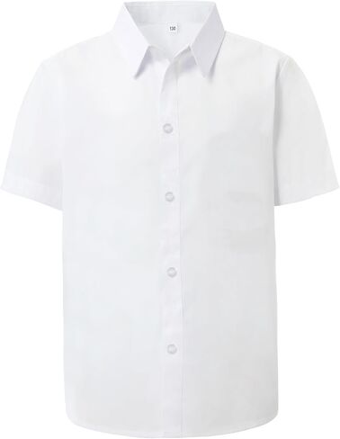 Boys Short Sleeve Dress Shirts Solid Formal Shirt Regular Fit Casual Button Down Shirts in Saudi Arabia