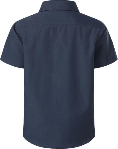 Boys Oxford Button Down Shirt Short Sleeve Formal Uniform Dress Shirts with Pocket in Saudi Arabia