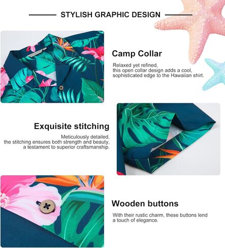 Damipow Boy's Hawaiian Shirt Short Sleeve Button Down Kids Beach Vacation Shirts Tropical Summer Tops in Saudi Arabia