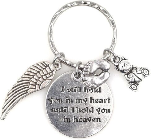I Will Hold You in My Heart Until I Hold You in Heaven Angel Wing Family Charm Veterans Mourn Grief Sympathy Keychain in Saudi Arabia