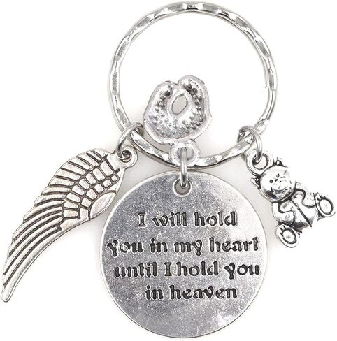 I Will Hold You in My Heart Until I Hold You in Heaven Angel Wing Family Charm Veterans Mourn Grief Sympathy Keychain in Saudi Arabia