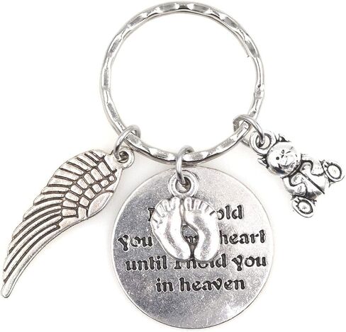 I Will Hold You in My Heart Until I Hold You in Heaven Angel Wing Family Charm Veterans Mourn Grief Sympathy Keychain in Saudi Arabia