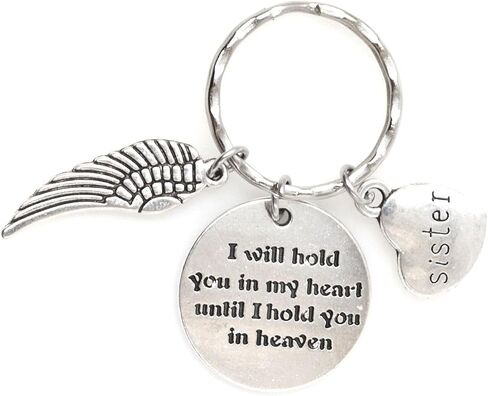I Will Hold You in My Heart Until I Hold You in Heaven Angel Wing Family Charm Veterans Mourn Grief Sympathy Keychain in Saudi Arabia