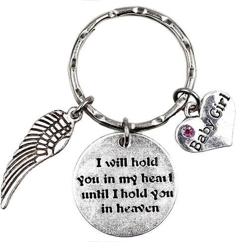 I Will Hold You in My Heart Until I Hold You in Heaven Angel Wing Family Charm Veterans Mourn Grief Sympathy Keychain in Saudi Arabia
