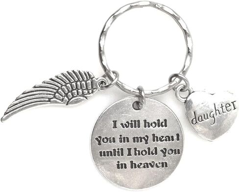 I Will Hold You in My Heart Until I Hold You in Heaven Angel Wing Family Charm Veterans Mourn Grief Sympathy Keychain in Saudi Arabia
