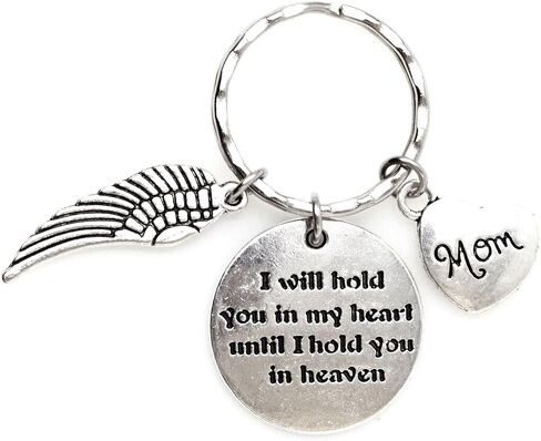 I Will Hold You in My Heart Until I Hold You in Heaven Angel Wing Family Charm Veterans Mourn Grief Sympathy Keychain in Saudi Arabia