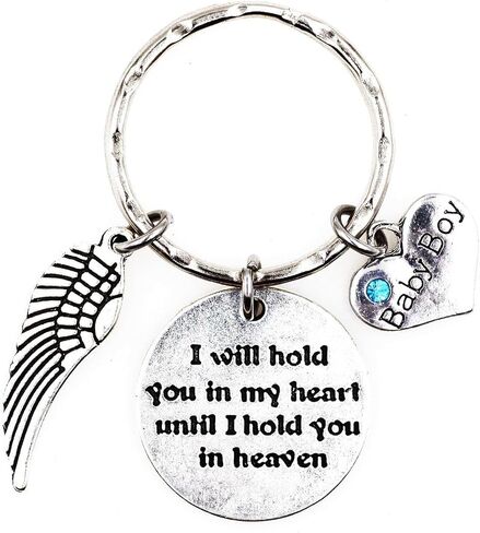 I Will Hold You in My Heart Until I Hold You in Heaven Angel Wing Family Charm Veterans Mourn Grief Sympathy Keychain in Saudi Arabia