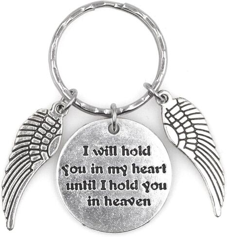 I Will Hold You in My Heart Until I Hold You in Heaven Angel Wing Family Charm Veterans Mourn Grief Sympathy Keychain in Saudi Arabia