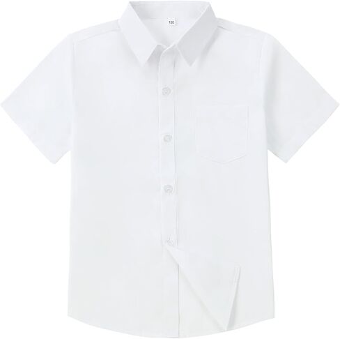 Boys Short Sleeve Dress Shirts Solid Formal Shirt Regular Fit Casual Button Down Shirts in Saudi Arabia