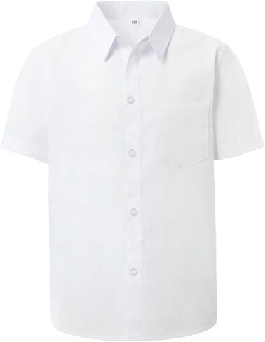 Boys Short Sleeve Dress Shirts Solid Formal Shirt Regular Fit Casual Button Down Shirts in Saudi Arabia